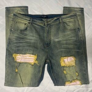Mens Serenade Distressed Destroyed Denim Trendy Stylish Urban Big Tall Jeans